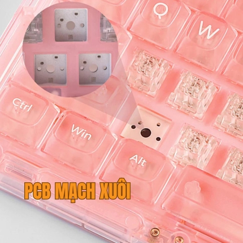 [HÀNG SẴN] Bàn phím cơ Monsgeek ice75 3 mode,mạch xuôi, vỏ trong suốt, đèn led rgb cực đẹp, hostswap,gasket mount