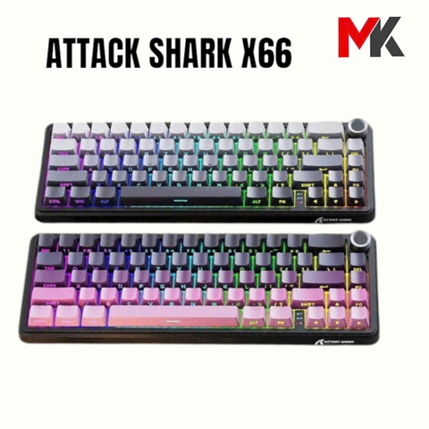 Bàn Phím Cơ Không Dây Attack Shark X66 - 3 Chế Độ Kết Nối, LED RGB, Hot-Swappable | MKShop