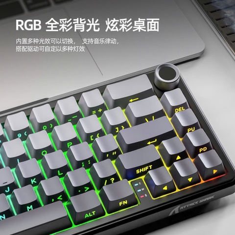 Bàn Phím Cơ Không Dây Attack Shark X66 - 3 Chế Độ Kết Nối, LED RGB, Hot-Swappable | MKShop