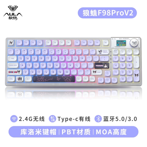 Bàn Phím Cơ Aula F98 Pro V2 - 95 Phím, 3 Chế Độ Kết Nối, LED RGB, Silent Switch | MKShop