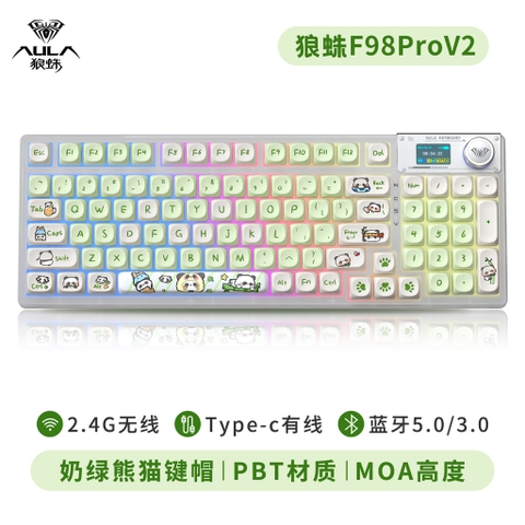 Bàn Phím Cơ Aula F98 Pro V2 - 95 Phím, 3 Chế Độ Kết Nối, LED RGB, Silent Switch | MKShop