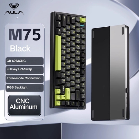 Bàn Phím Cơ AULA M75 - Full Size, 3 Chế Độ Kết Nối, LED RGB, Công Thái Học | MKShop