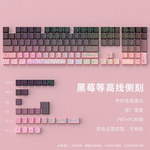 Bộ nút Keycap Cherry PBT double shot cho bàn phím cơ, đa layout cơ bản