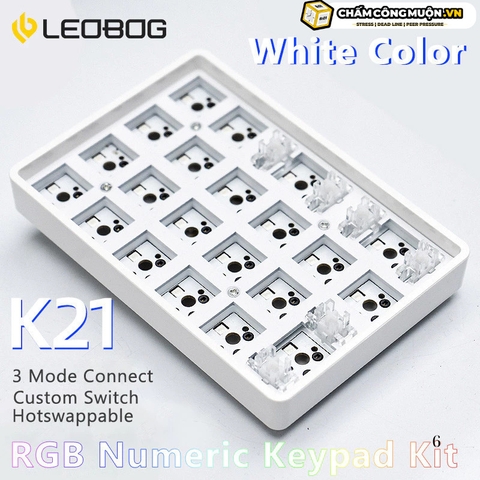 Leobog K21 Bluetooth NumPad | 3 chế độ kết nối | phím cơ Numpad 21 phím trong suốt | MKShop