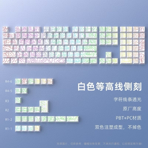 Bộ nút Keycap Cherry PBT double shot cho bàn phím cơ, đa layout cơ bản