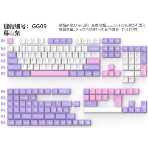 Bộ nút keycap Ganss PBT Double shot 177 nút nhiều mẫu