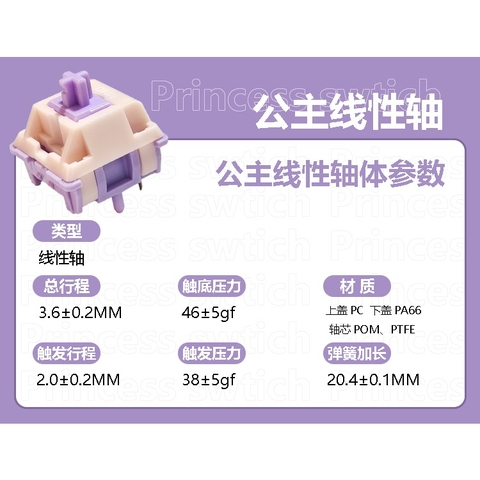 5 công tắc MMD Princess Lubed 205g0 switch linear tactile cho bàn phím cơ