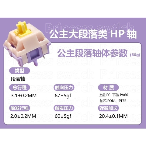 5 công tắc MMD Princess Lubed 205g0 switch linear tactile cho bàn phím cơ