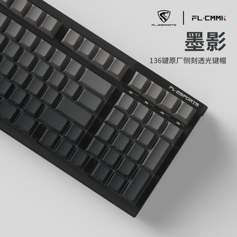 Bộ nút Keycap FL PBT Double shot Gradient Gray Gradient Pink Cherry Profile xuyên led cạnh, mạch xuôi lên led đẹp