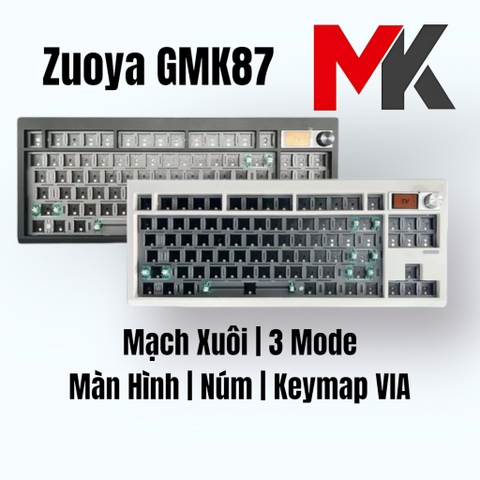 Bộ kit bàn phím Zuoya GMK87 Màn hình tùy chỉnh, keymap VIA, núm vặn, 3 mode, mạch xuôi, gasket mount