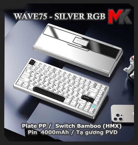 Bàn Phím Cơ PMO WAVE75 | 3 Chế Độ, Via, Ball Catch, Nhôm CNC | MKShop