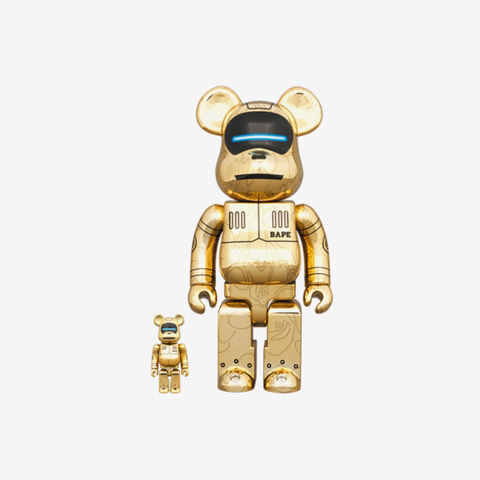 Bearbrick x BAPE x Hajime Sorayama Baby Milo 100% & 400% Set Gold