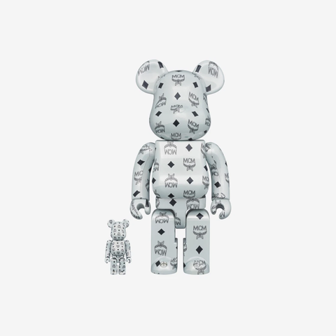 Bearbrick x MCM White Chrome Ver. 100% & 400% Set