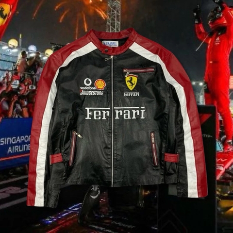 Ferrari Red Black Jacket Leather