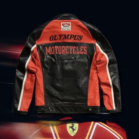 Ferrari Red OMP Race Jacket Leather