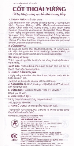 Viên uống Cốt Thoái Vương Á Âu hỗ trợ giảm triệu chứng viêm thoái hóa khớp (3 vỉ x 10 viên)