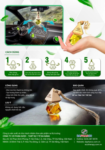 Tinh dầu treo Cao cấp EcoTherapy thảo mộc thiên nhiên [Lọ 8ml] - khử mùi, kháng khuẩn, chống say xe