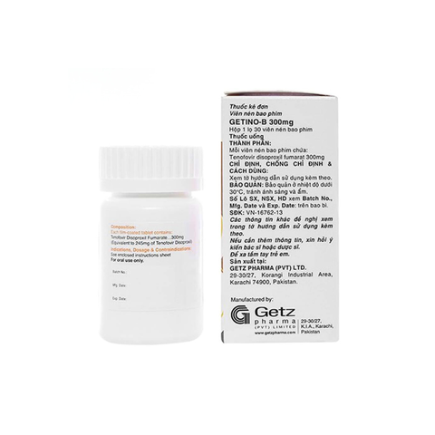 GETINO-B 300mg [Lọ/ 30 viên] Kiểm soát nhiễm HIV, điều trị viêm gan B mạn tính