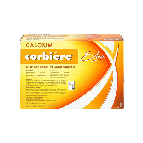 Dung dịch uống Calcium Corbiere KIDS EXTRA 5ML [ 3vỉ gài x10 ống 5ml ] Bổ sung canxi cho trẻ em và người lớn thiếu hụt canxi