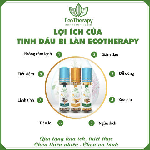 [COMBO] 3 Tinh dầu bi lăn Thảo mộc cao cấp EcoTherapy -  Liệu pháp thiên nhiên, giảm căng thẳng mệt mỏi