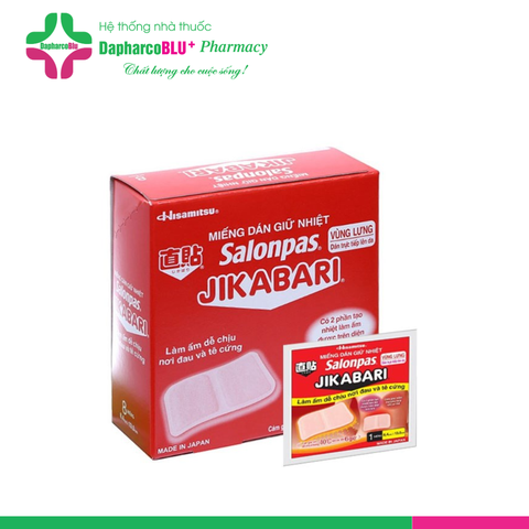 Salonpas JIKABARI Miếng dán giữ nhiệt làm ấm dễ chịu nơi đau và tê cứng [Hộp 8 miếng]