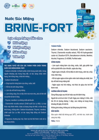 Nước súc miệng BRINE FORT làm sạch khoang miệng