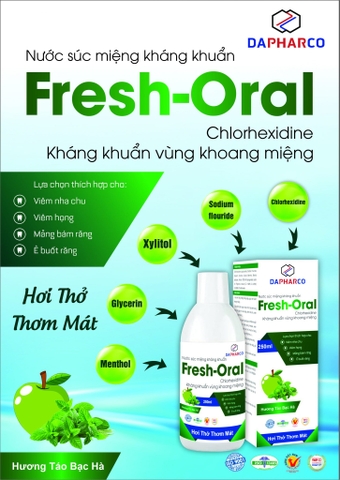 Nước súc miệng Fresh Oral kháng khuẩn [250ml] Vị dâu/táo