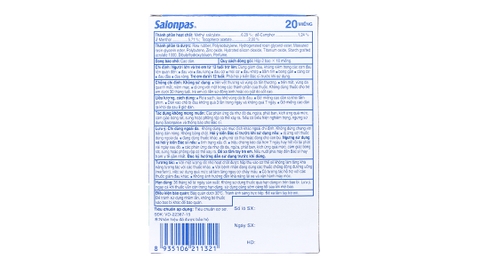 Cao dán Salonpas 20M(H/10 hộp nhỏx2 bao x10M)*