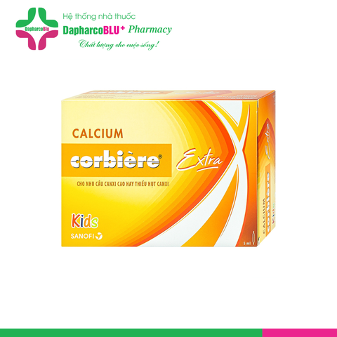 Dung dịch uống Calcium Corbiere KIDS EXTRA 5ML [ 3vỉ gài x10 ống 5ml ] Bổ sung canxi cho trẻ em và người lớn thiếu hụt canxi