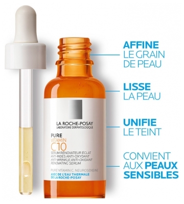 Serum chống nhăn La Roche-Posay Pure vitamin C10 Anti-Wrinkle Radiance Renewing Concentrate Serum 30 ml
