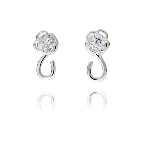 Khuyên tai móc charm - màu bạc (Ruyi Charm Hoop)