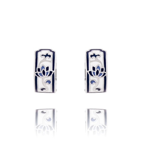 Khuyên tai Hoa Sen Xanh Trắng - Tròn