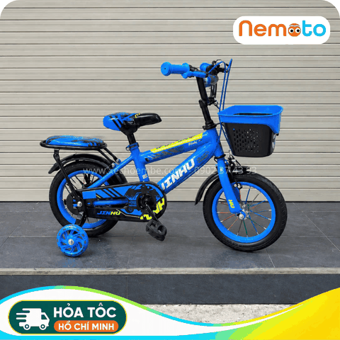 Xe Đạp Bé Trai Jin 12, 16 Inch Có Giỏ Và Bánh Phụ