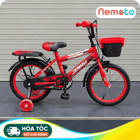 Xe Đạp Bé Trai Jin 12, 16 Inch Có Giỏ Và Bánh Phụ
