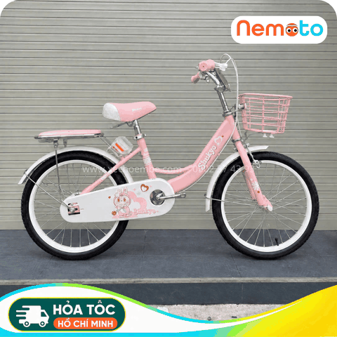 Xe Đạp Bé Gái Shukyo Labubu 18, 20 Inch Có Giỏ, Yên Sau