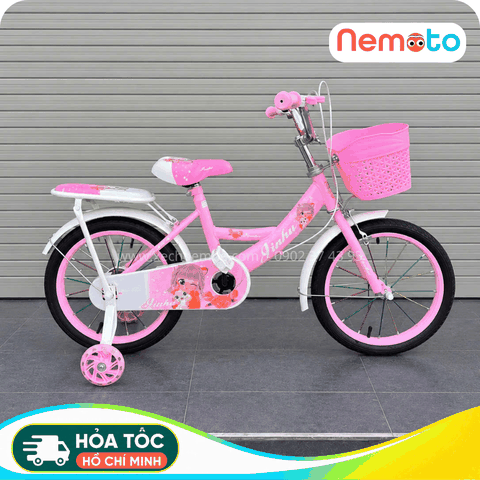 Xe Đạp Bé Gái Jin 12, 14, 16 Inch Có Giỏ Và Bánh Phụ