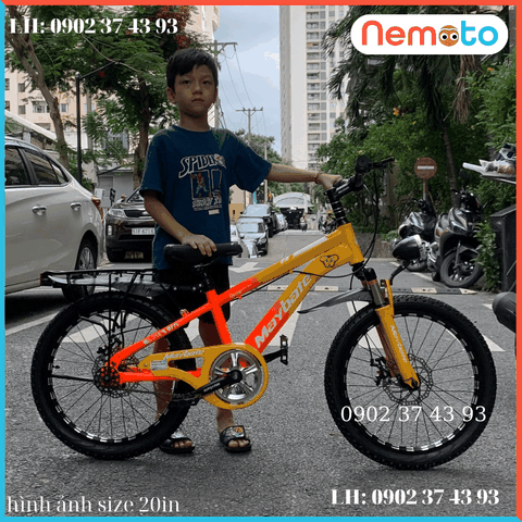 Xe Đạp Nam 2 Gióng Thời Trang, Phuột Nhún, Thắng Đĩa Kèm Đèn  Size 20 -Mã MAY20