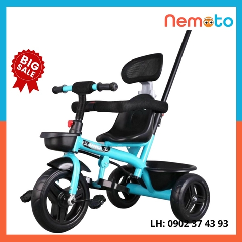 Xe 3 bánh tay đẩy tiện lợi, khung sườn chắc chắn, cho bé từ 10 tháng tuổi - 5 tuổi