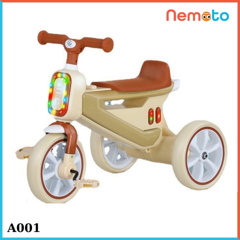 Xe Đạp Ba Bánh Cao Cấp Có Đèn, Nhạc Vui Nhộn Cho Bé A001