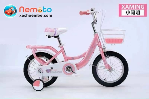 XE ĐẠP XAMING NỮ KHUNG LIỀN CHẮC CHẮN HỒNG CHO BÉ GÁI TỪ 4-10T (XM11)