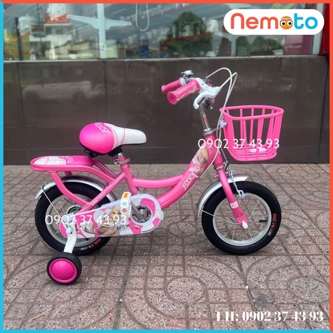Xe Đạp Bé Gái Sườn Liền Chắc Chắn, Kiểu Dáng Mới Xinh Xắn Size 12 inch - Mã 2035
