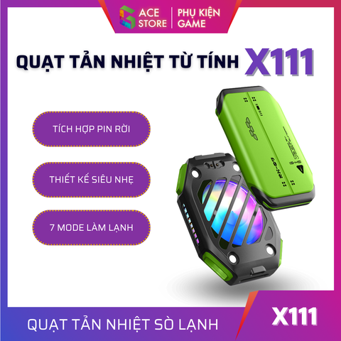Quạt Tản Nhiệt Từ Tính X111 -  Hiệu Quả Làm Mát Tối Ưu | Pin Rời 1800mAh, Màn Hình LED RGB Cho Điện Thoại & Máy Tính Bảng