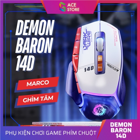 Chuột Gaming Demon Baron 14D - Hỗ Trợ Ghìm Tâm PUBG Mobile & PC | 1000Hz - 6400 DPI