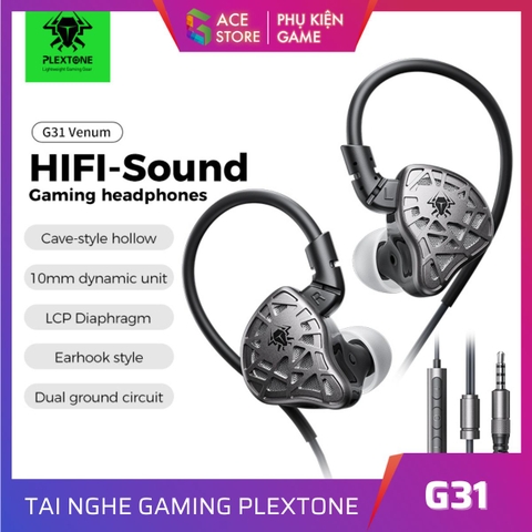 Tai nghe Plextone G31 Âm Thanh Định Vị Chuẩn Xác | Jack 3.5mm | Mic Đàm Thoại | Móc Tai Chống Rơi