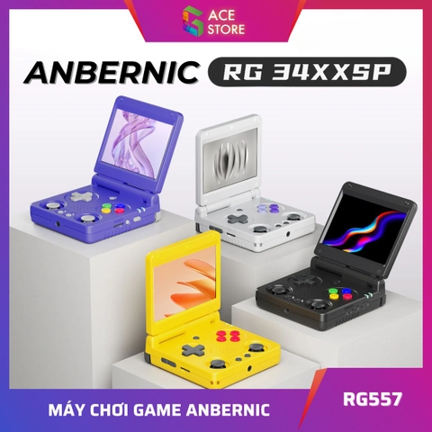 Anbernic RG34XXSP - Máy Chơi Game Retro Gập Gọn Siêu Di Động, Cài Sẵn Game Chất Lượng (Thẻ Nhớ 64GB)