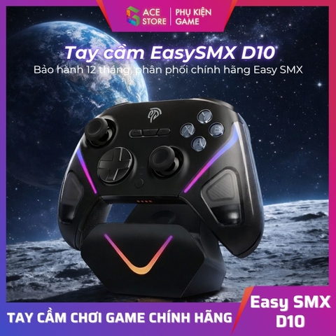 Tay Cầm EasySMX D10 Wireless 1000Hz – TMR Joystick Chống Drift – Dock Sạc RGB | PC / Android / iOS / Switch