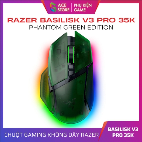 Chuột Gaming không dây Razer Basilisk V3 Pro 35K Phantom Green Edition RZ01-05240300-R3A1