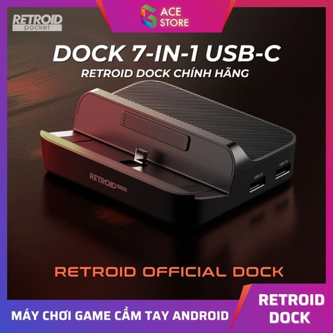 Retroid Dock Chính Hãng – Dock 7‑in‑1 USB‑C Hỗ Trợ Xuất HDMI & Mạng Có Dây 1Gbps