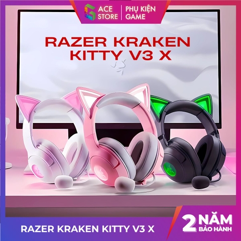 Razer Kraken Kitty V3 X – Tai Nghe Gaming Có Dây, Mic HyperClear, Âm Thanh 7.1, 3 Màu