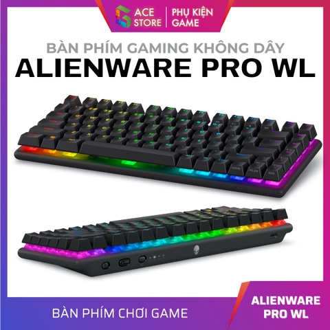 Bàn Phím Gaming Không Dây Alienware Pro WL – Dark Side of the Moon & Lunar Light, Hot‑Swappable Switches, RGB